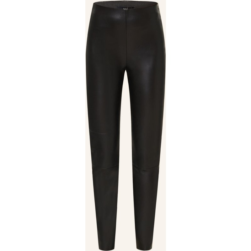 Oui Leggings In Lederoptik schwarz