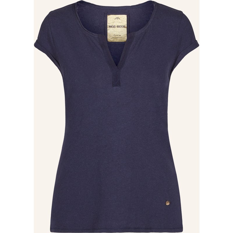 Mos Mosh T-Shirt Troy Mit Leinen blau