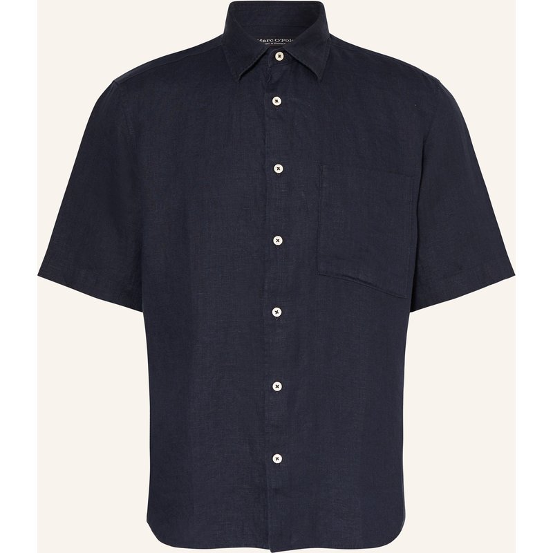 Marc O'polo Kurzarm-Hemd Regular Fit Aus Leinen blau