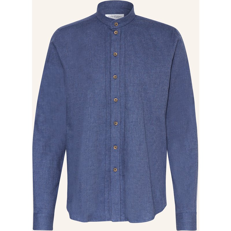 Grasegger Trachtenhemd Kissing Extra Slim Fit Mit Stehkragen blau