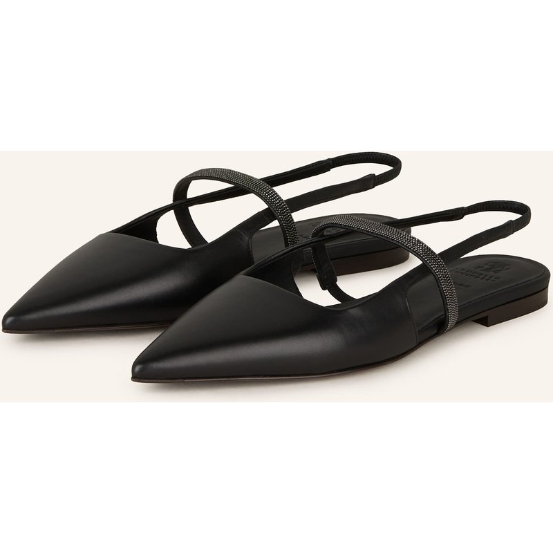 Brunello Cucinelli Slingballerinas Mit Schmucksteinen schwarz