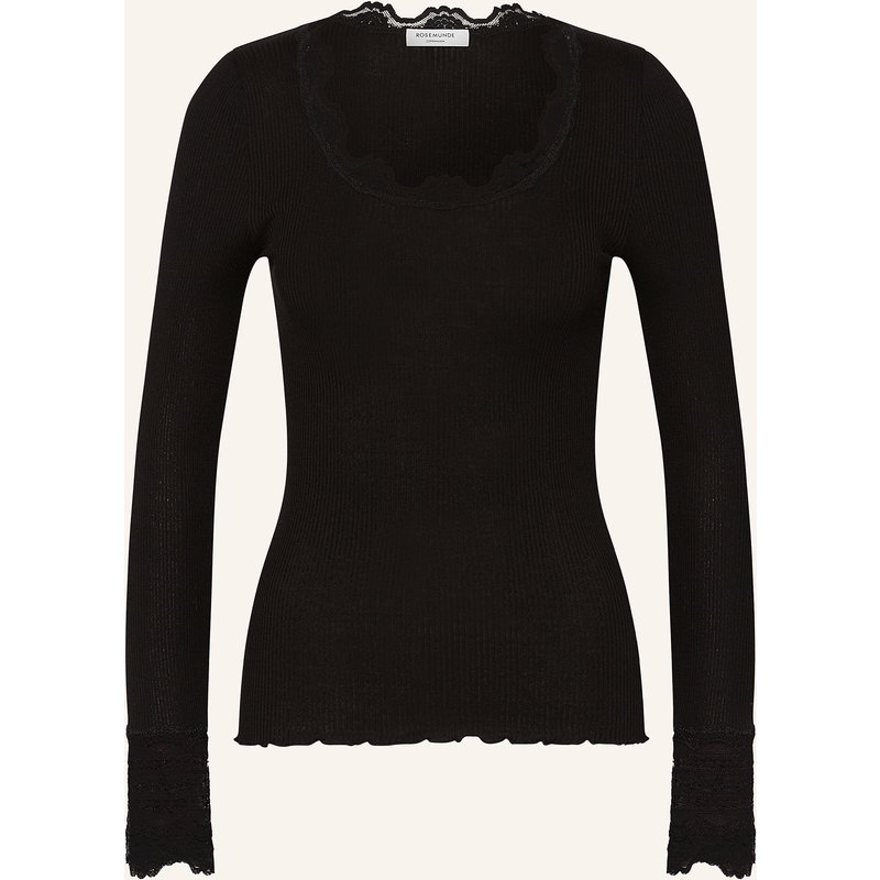 Rosemunde Longsleeve Benita Aus Seide Mit Spitze schwarz
