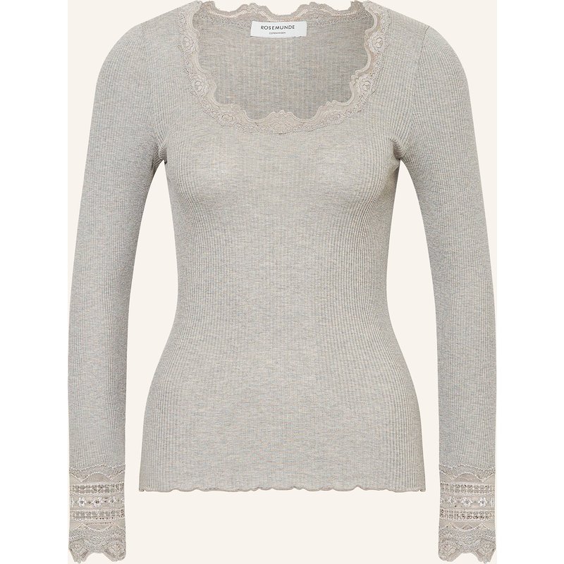 Rosemunde Longsleeve Benita Aus Seide Mit Spitze grau