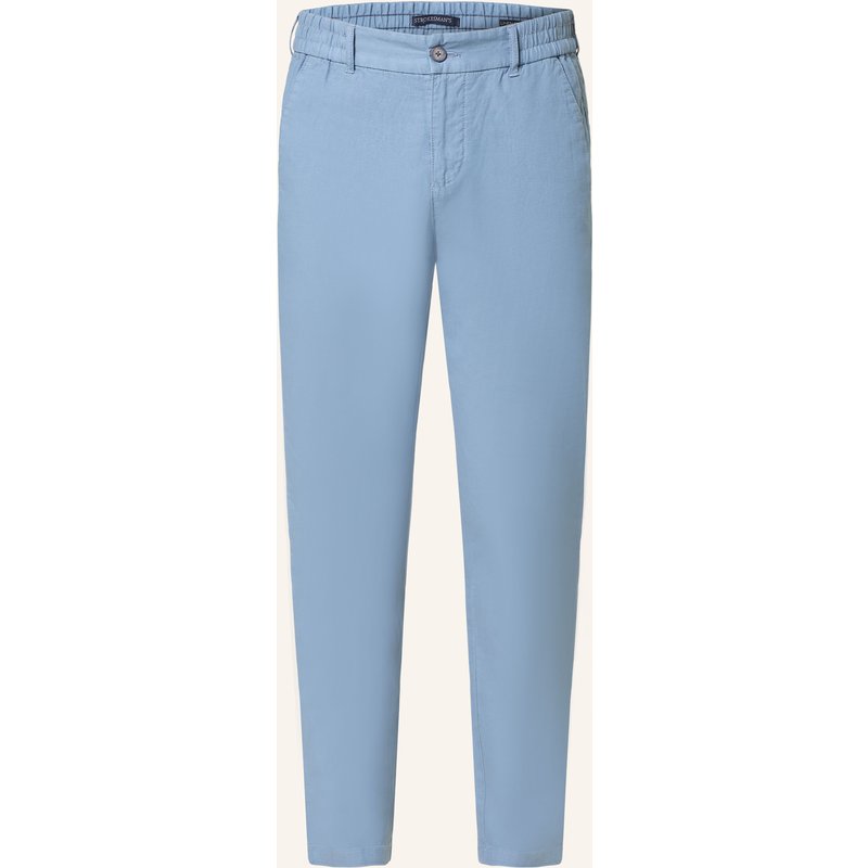 Strokesman's Chino Extra Slim Fit Mit Leinen blau