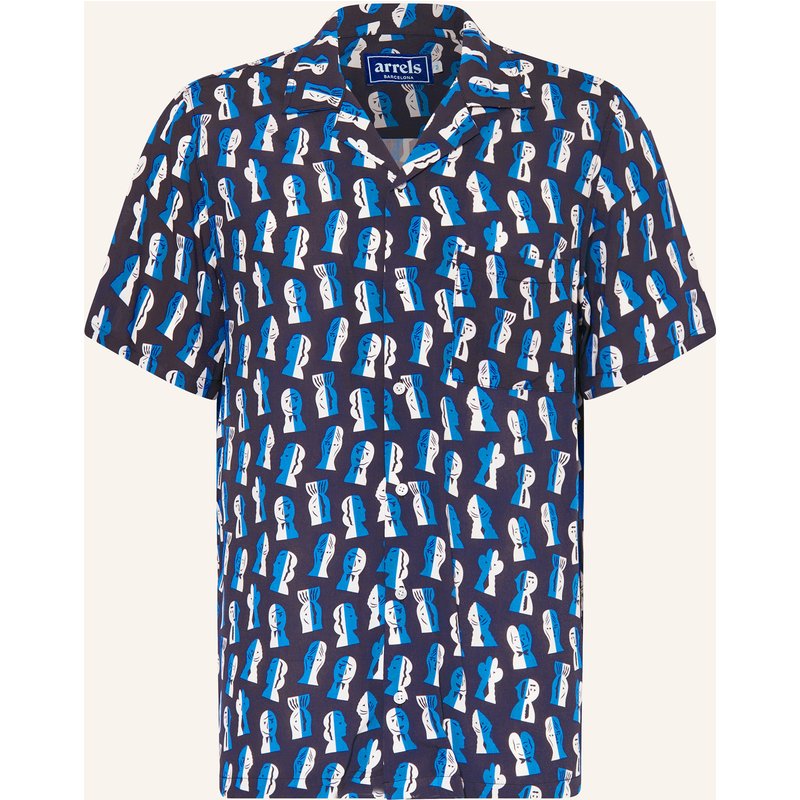 Arrels Barcelona Resorthemd Navy Papier Decoupe × Severin Millet Comfort Fit blau