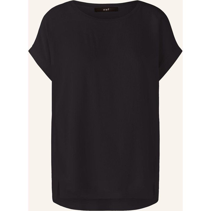 Oui Blusenshirt Im Materialmix schwarz