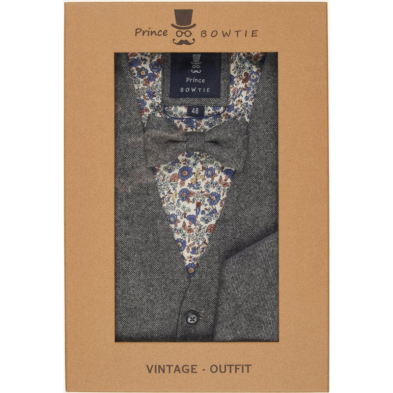 Prince Bowtie Set: Anzugweste, Fliege Und Einstecktuch grau