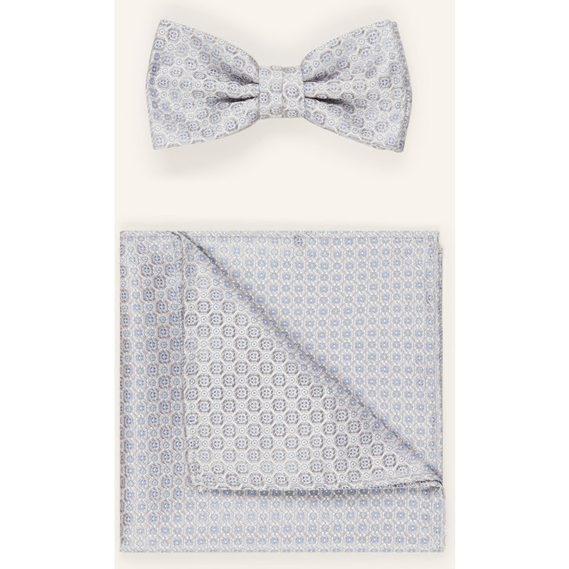 Prince Bowtie Set: Fliege Und Einstecktuch grau