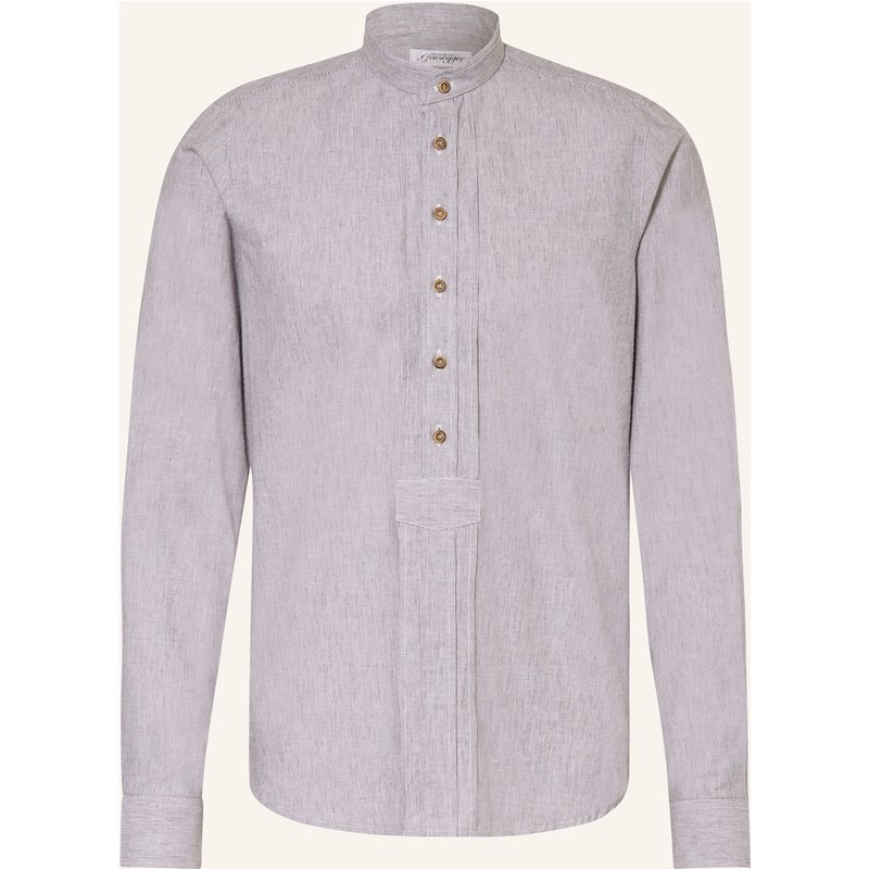 Grasegger Trachtenhemd Kopeke Slim Fit Mit Leinen Und Stehkragen grau