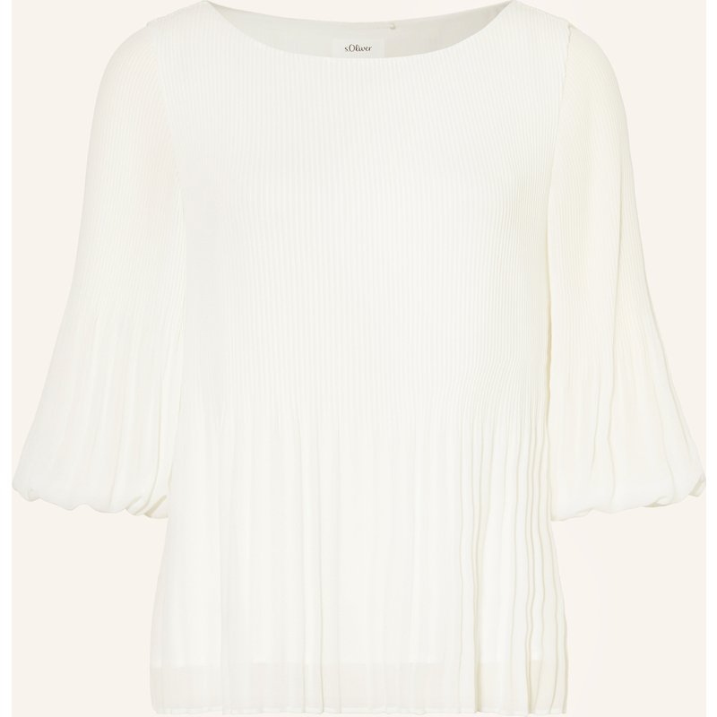 S.Oliver Black Label Blusenshirt Mit Plissees weiss