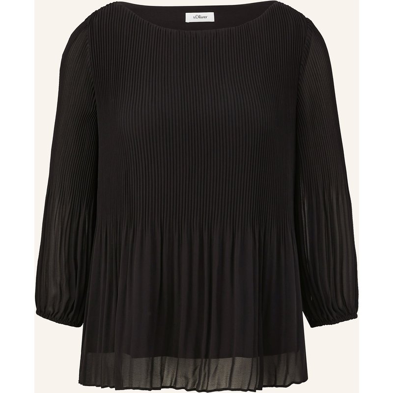 S.Oliver Black Label Blusenshirt Mit Plissees schwarz