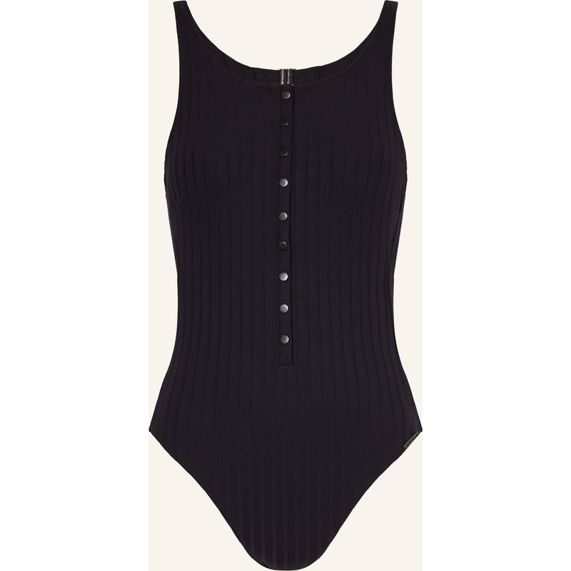 Watercult Badeanzug Henley Rib schwarz