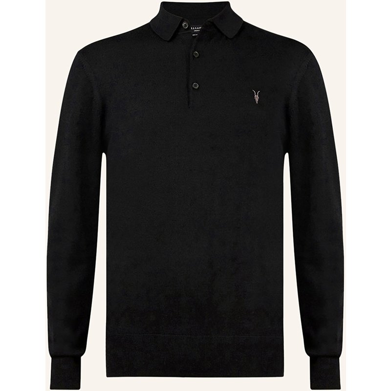 Allsaints Strick-Poloshirt Mode Aus Merinowolle schwarz