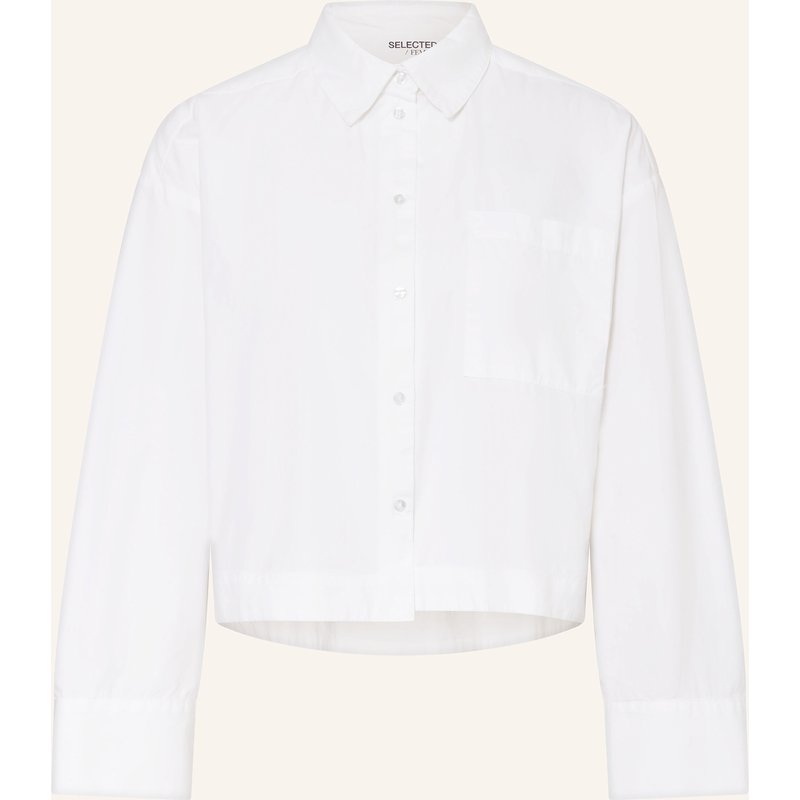 Selected Cropped-Hemdbluse weiss