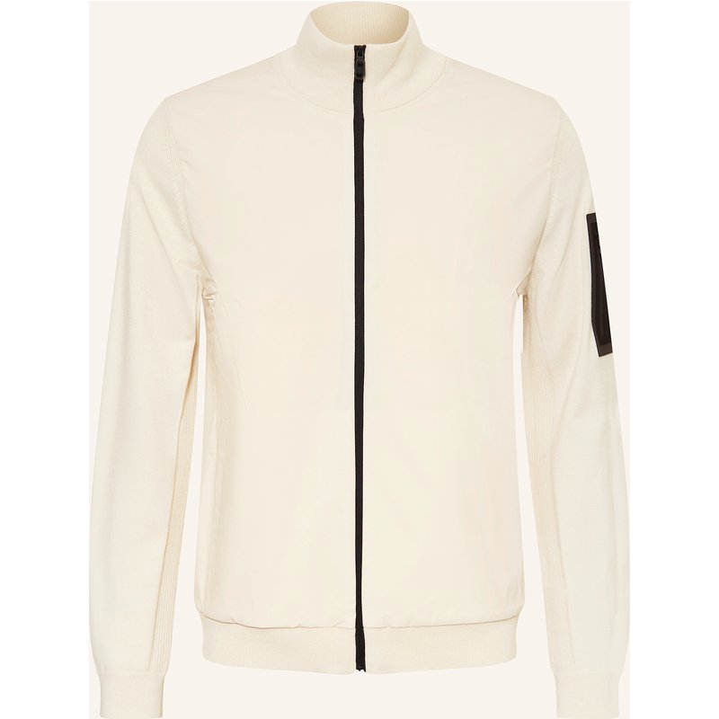 Boss Strickjacke Momentum Im Materialmix Mit Merinowolle weiss