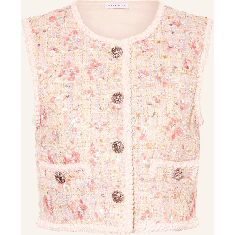 Mrs & Hugs Tweed-Weste Mit Pailletten Und Glitzergarn rosa