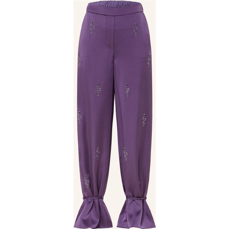 Marc Cain Marlenehose Aus Satin Mit Schmucksteinen lila