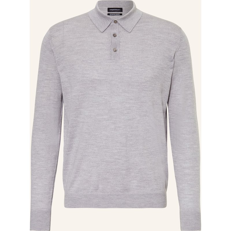 Strokesman's Strick-Poloshirt Aus Merinowolle grau