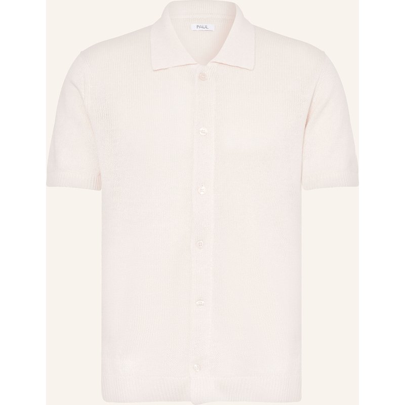Paul Strickhemd Comfort Fit Aus Leinen weiss