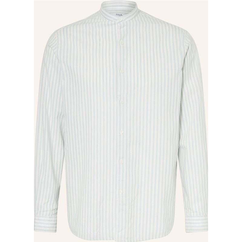 Paul Hemd Comfort Fit Mit Stehkragen Und Leinen gruen