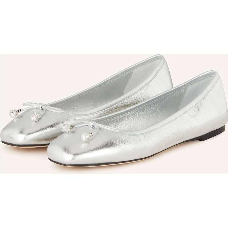 Jimmy Choo Ballerinas Elme Mit Schmuckperlen silber