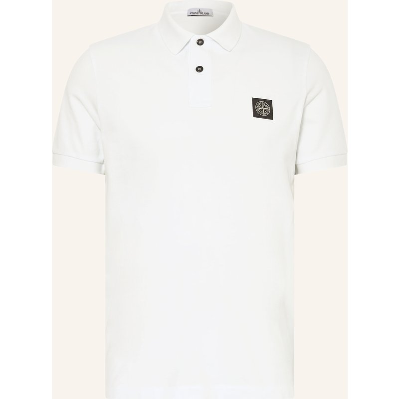 Stone Island Piqué-Poloshirt Slim Fit weiss
