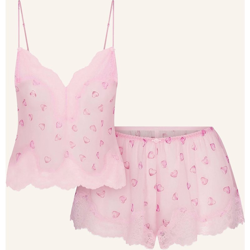Skims Shorty-Schlafanzug Skims Romance Lace Aus Seide rosa