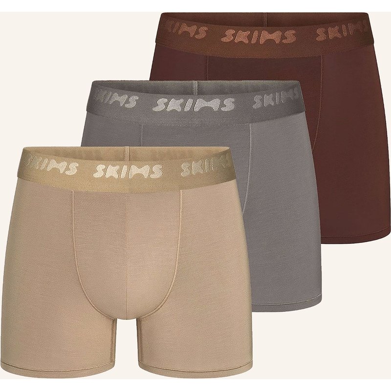 Skims 3er-Pack Boxershorts Skims Stretch braun