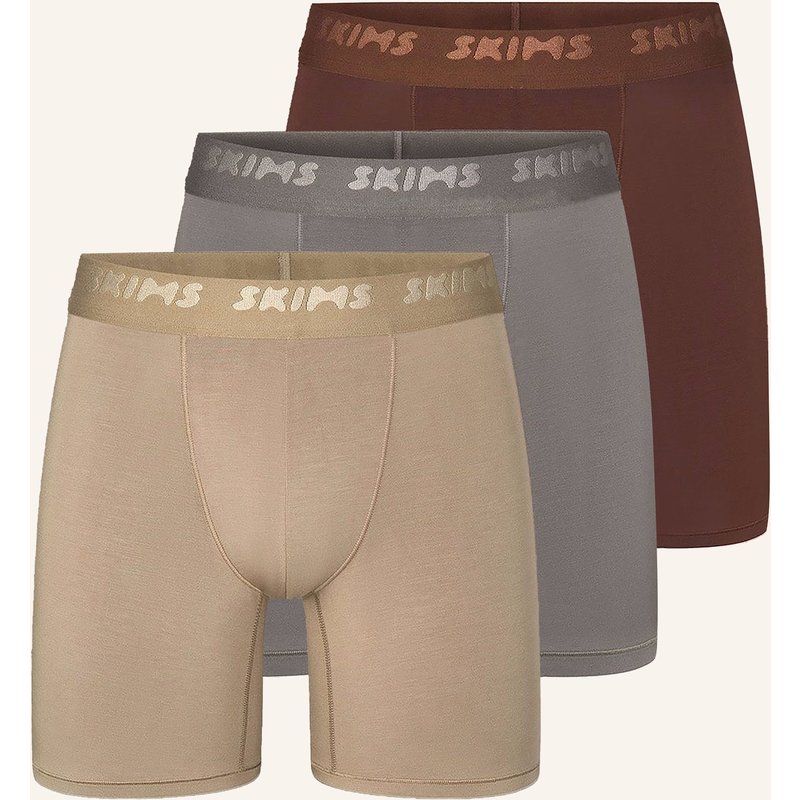 Skims 3er-Pack Boxershorts Skims Stretch braun