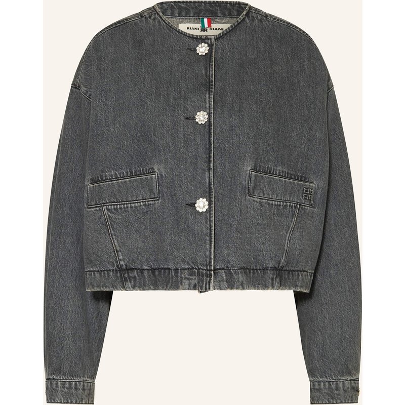 Riani Jeansjacke Mit Schmucksteinen grau