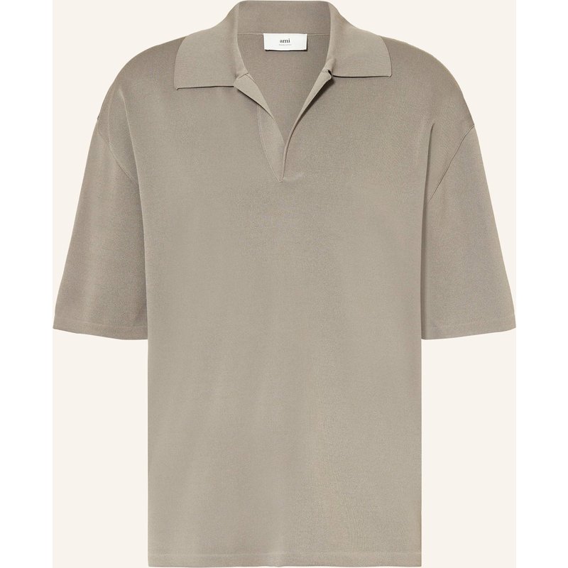 Ami Paris Strick-Poloshirt grau