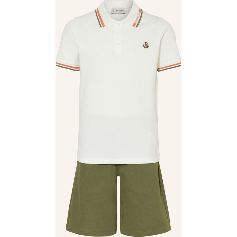 Moncler Enfant Set: Piqué-Poloshirt Und Piqué-Shorts gruen