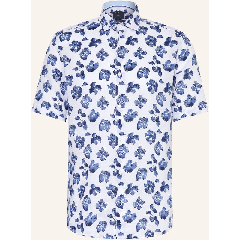Olymp Kurzarm-Hemd Casual Regular Fit Aus Leinen weiss