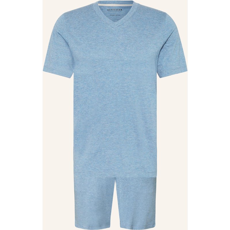 Schiesser Shorty-Schlafanzug Modern Nightwear blau