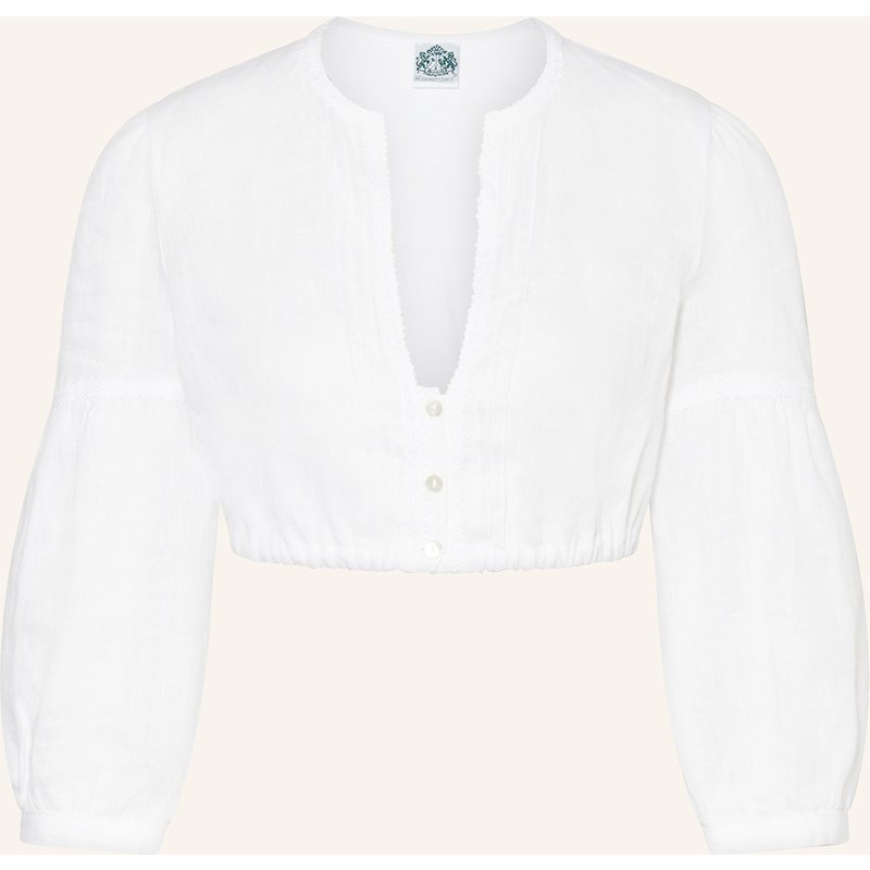 Hammerschmid Dirndlbluse Burgi Im Materialmix Mit 3/4-Arm weiss
