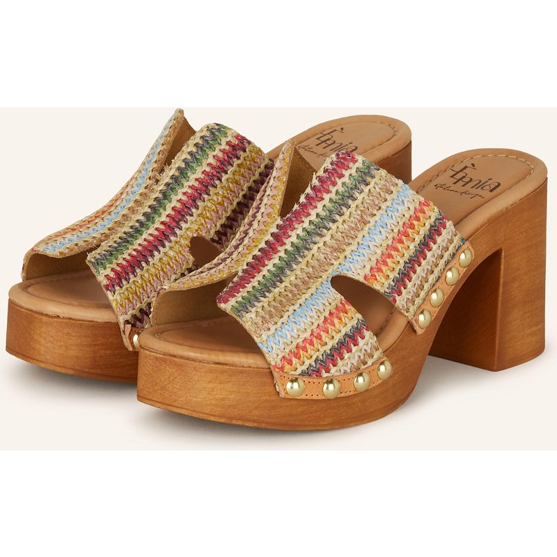 È Mia Plateau-Mules Mit Nieten beige