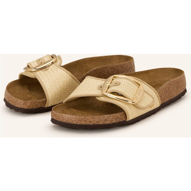 Birkenstock Pantoletten Madrid Big Buckle Raffia beige