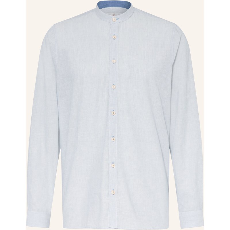 Johann & Johanna Trachtenhemd Tailored Fit Mit Stehkragen blau