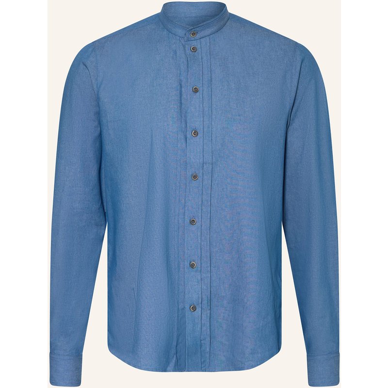 Grasegger Trachtenhemd Kissing Regular Fit Mit Stehkragen blau