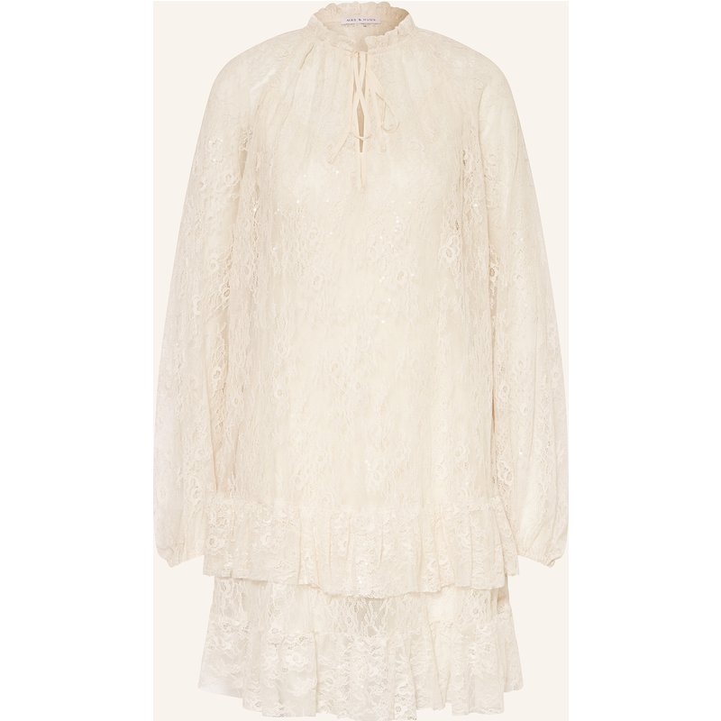 Mrs & Hugs Spitzenkleid Mit Pailletten Und Volants beige