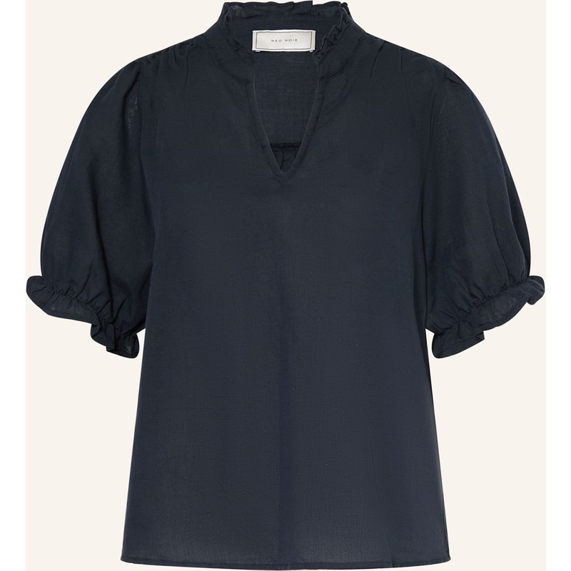 Neo Noir Blusenshirt Odesa Aus Leinen Mit Rüschen blau