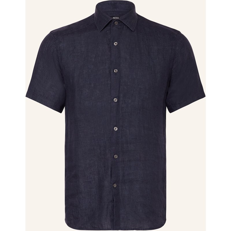Reiss Kurzarm-Hemd Holiday Slim Fit Aus Leinen blau
