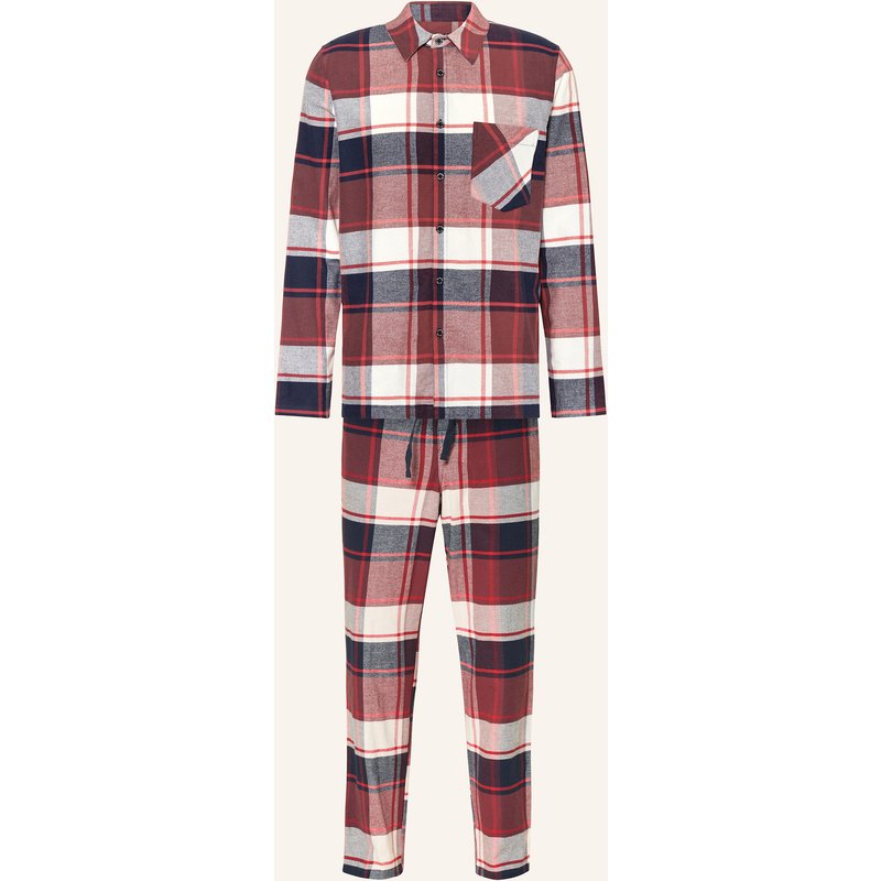 Schiesser Schlafanzug Selected Premium Warming Aus Flanell rot