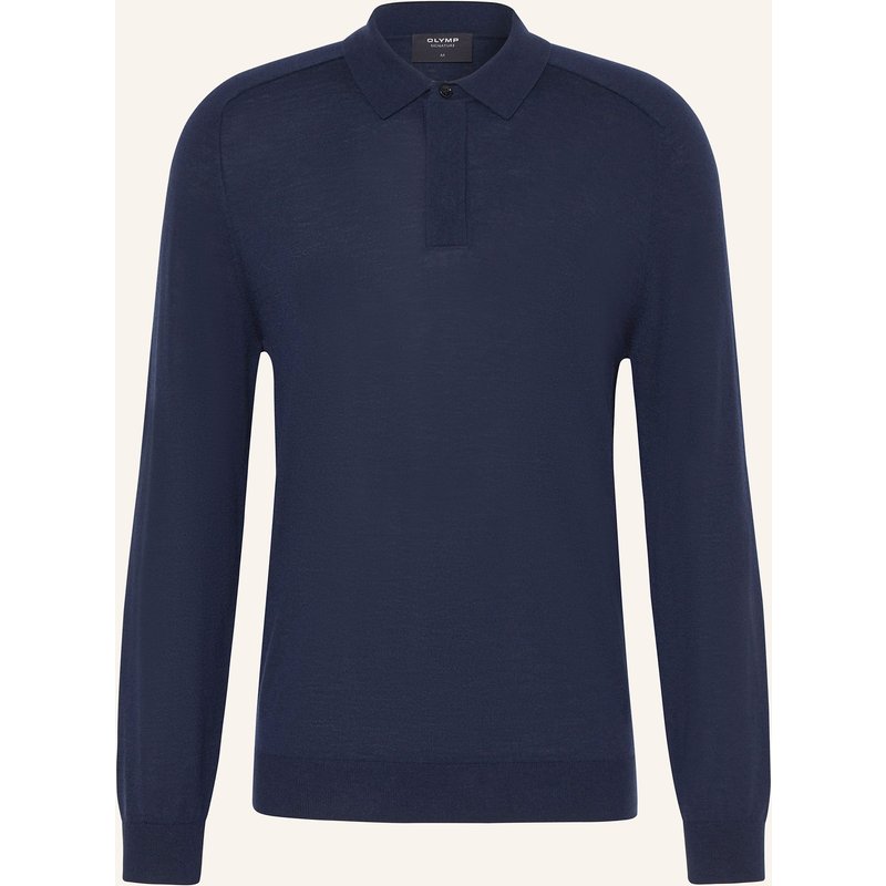 Olymp Signature Strick-Poloshirt Tailored Fit blau