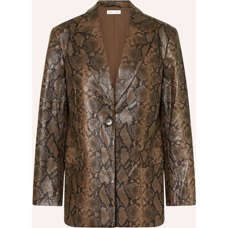 Mrs & Hugs Blazer In Lederoptik braun