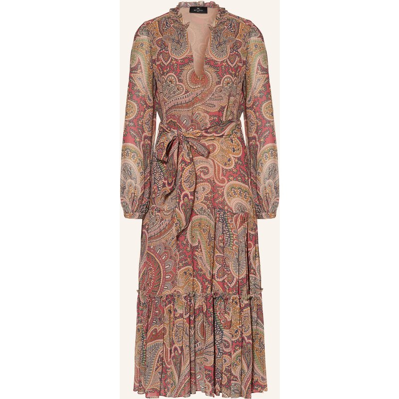 Etro Kleid Mit Rüschen rot