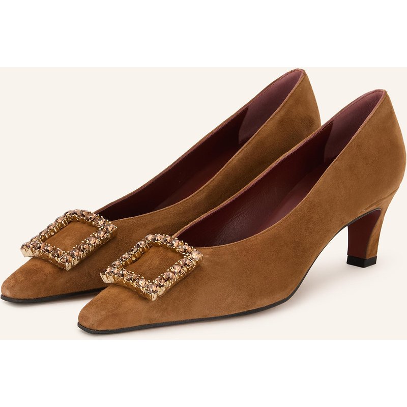 Festa Pumps Naelle Mit Schmucksteinen braun