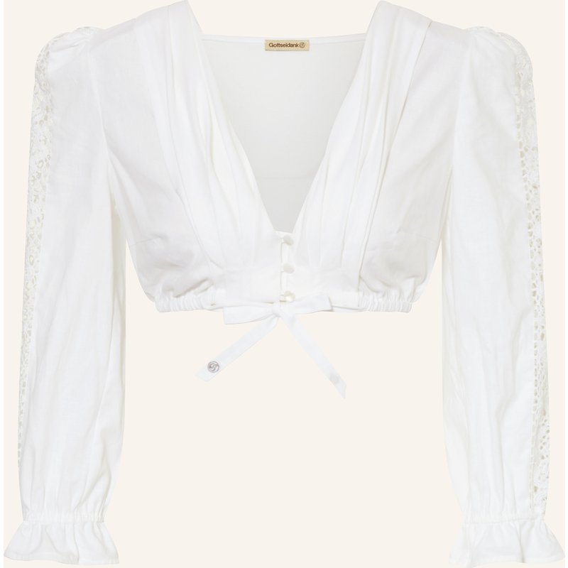 Gottseidank Dirndlbluse Simone Mit Spitze Und Volants weiss