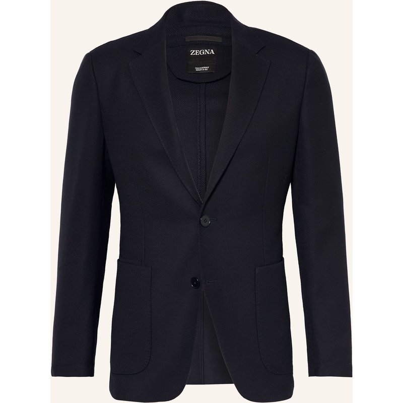 Zegna Piqué-Sakko Extra Slim Fit Aus Merinowolle blau