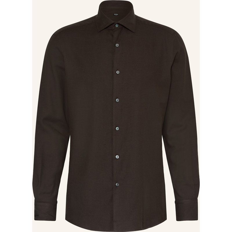 Zegna Hemd Cashco Regular Fit braun